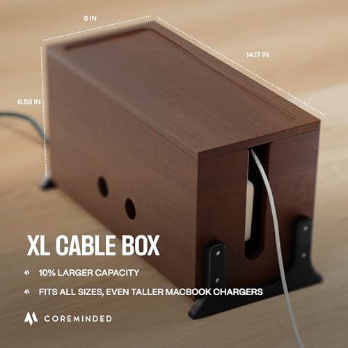 COREMINDED Extra Large Cable Management Box, Wood Cord Hider Box & Organizer - Image 2