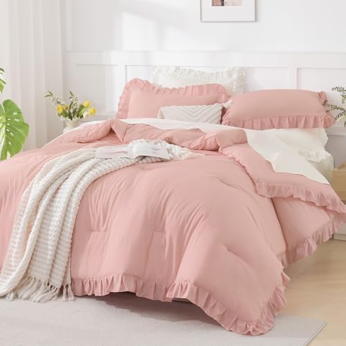 Andency Blush Ruffle Comforter Oversized Queen - Image 4