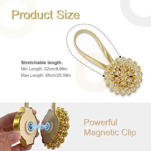 Gold Crystal Flower Curtain Tiebacks - Image 2