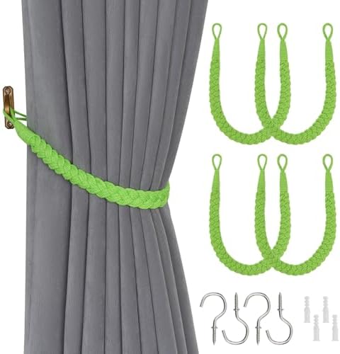 NICEEC 4 Pack Natural Cotton Rope Curtain Tiebacks Elegant Boho Style by NICEEC