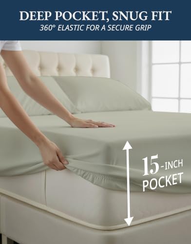 LANE LINEN Bed Sheets Queen Size 100% Egyptian Cotton Sateen - Image 6