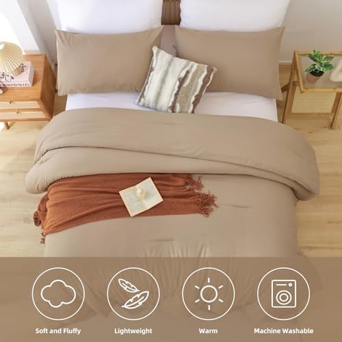 ROSGONIA King Size Comforter Set Taupe Brown - Image 5