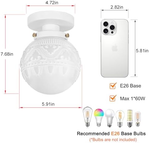 Semi Flush Mount Ceiling Light, Vintage Ceiling Lighting Fixture - Image 7