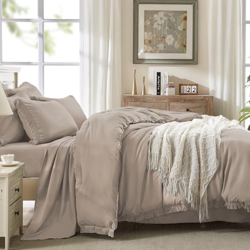 Andency California King Comforter Set, 7 Pieces Khaki Bedding - Image 4
