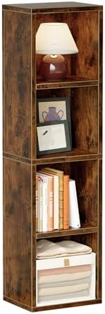 Zenira 4 Tier Bookshelf, 4 Cube Storage Organizer, Narrow Bookcase by ZENIRA