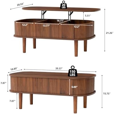 Fully Assembled Fluted Lift Top Coffee Table - Image 2