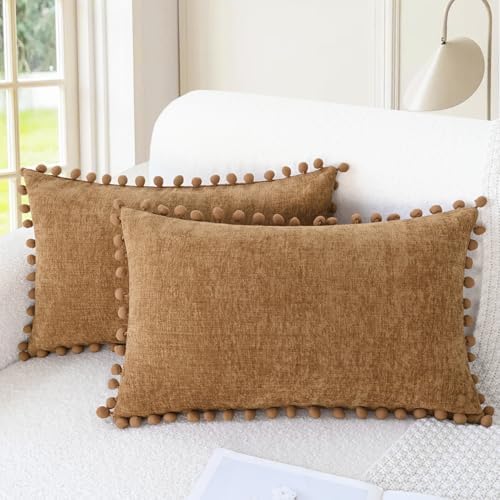 CaliTime Decorative Couch Throw Pillow Covers 20 X 12 Inches Apricot Brown by CaliTime