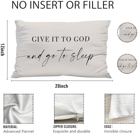 Knibeo Give It to God and Go to Sleep, Decorative Corduroy Pillows Cover - Image 2