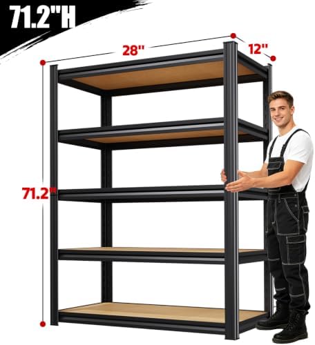 Storage shelves, Adjustable Garage Shelving, 5-Tier Shelving Unit - Image 2