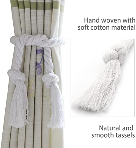4 Pack Curtain Ties Rope, Outdoor Curtain Tiebacks, Natural Cotton Curtain - Image 3
