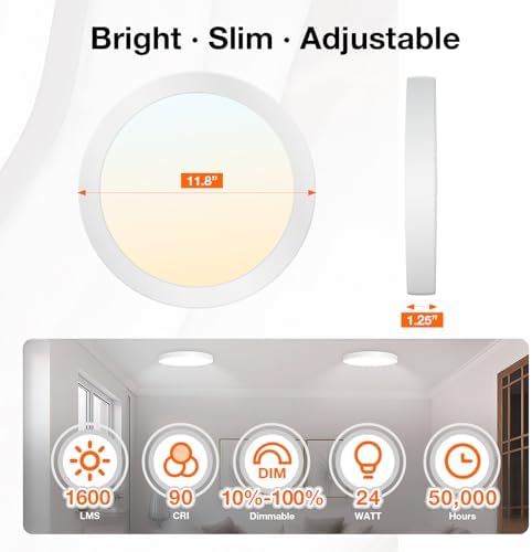 Sylvania 12" Flush Mount LED Fixture, 5 Color Select, 90 CRI, 1600 LMS - Image 2