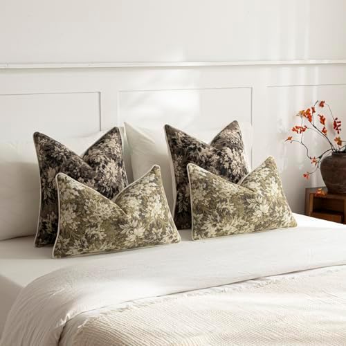 DEZENE Pack of 2 Vintage Floral Euro Sham Covers 26x26 Boho Farmhouse Accents - Image 5