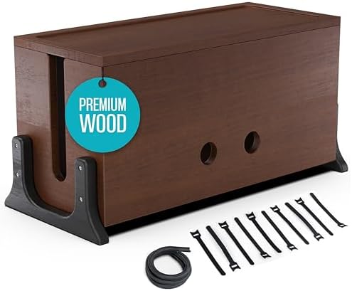 COREMINDED Extra Large Cable Management Box, Wood Cord Hider Box & Organizer by COREMINDED