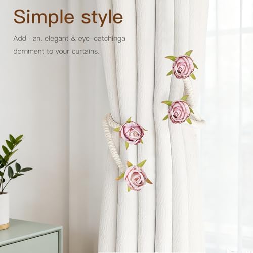 Decorative Pink Rose Curtain Tieback - Image 4