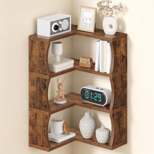 HOOBRO Floating Shelves for Wall, 4-Tier Corner Shelf Wall Mounted by HOOBRO