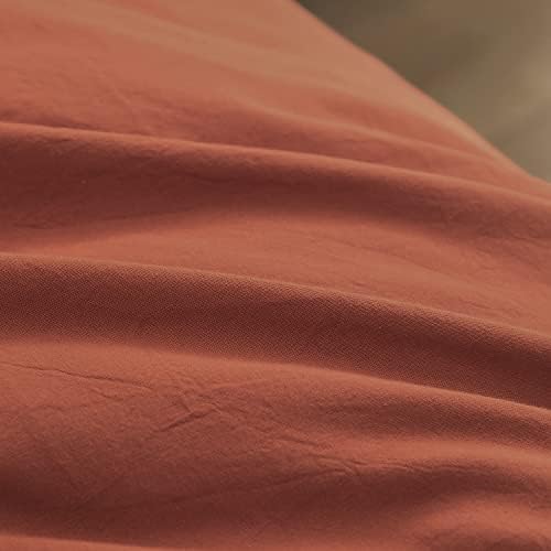 BESTOUCH Cotton Solid Duvet Cover Set Linen Feel Crimson Red Full - Image 6