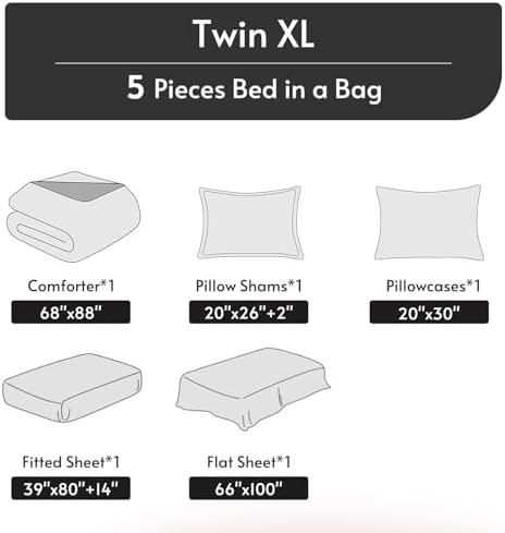 MUXHOMO Twin XL Comforter Set 5 Pieces, Mineral Blue/Light Blue - Image 5