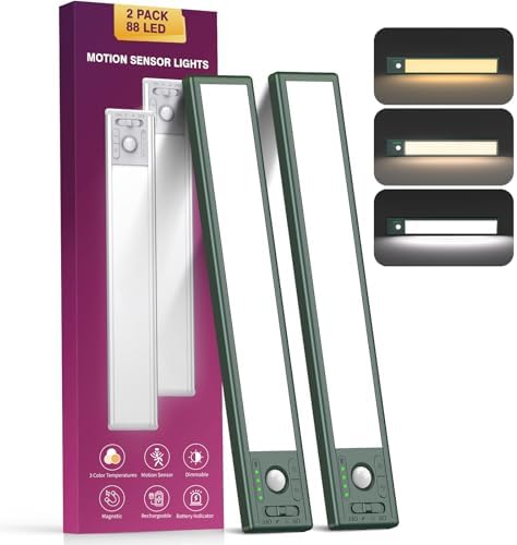 10 Inch 2 Pack Under Cabinet Lighting, 3 Color Temps Rechargeable Motion Sensor by Unknown