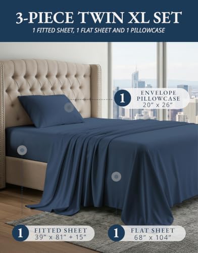 LANE LINEN Twin XL Bed Sheets 100% Egyptian Cotton Sateen - Image 2