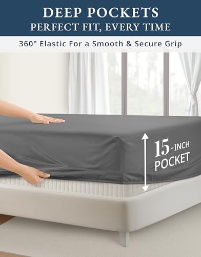 LANE LINEN 100% Egyptian Cotton Bed Sheets Queen Set Sateen - Image 6