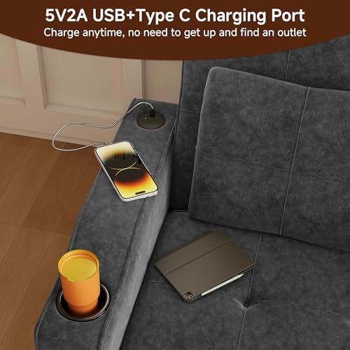 3-in-1 Convertible Loveseat Sleeper Sofa Bed, Dark Gray - Image 5