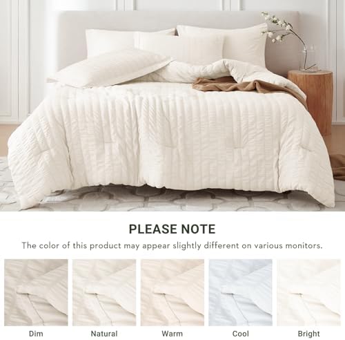 MUXHOMO Twin Comforter Set 5 Pieces, Seersucker Bed in a Bag - Image 5