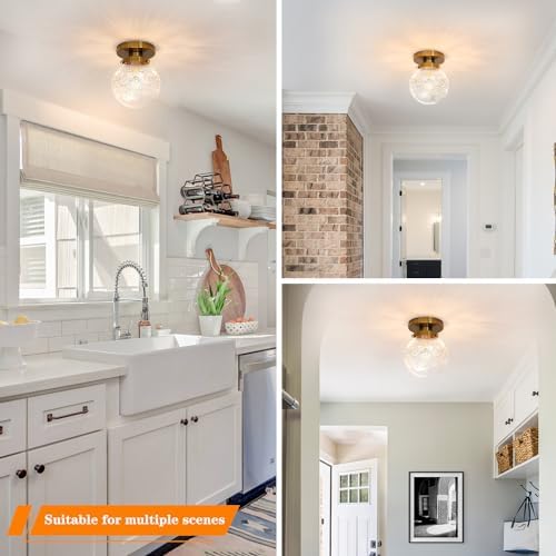 Small Semi Flush Mount Ceiling Light, Modern Globe Clear Glass Ceiling Light - Image 4