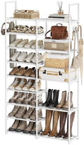 WOWLIVE 9 Tier 2-Column Shoe Rack, 30-35 Pairs Stackable White by WOWLIVE