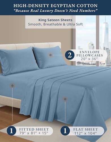 LANE LINEN King Size Deep Pocket Sheets Sateen Weave - Image 2