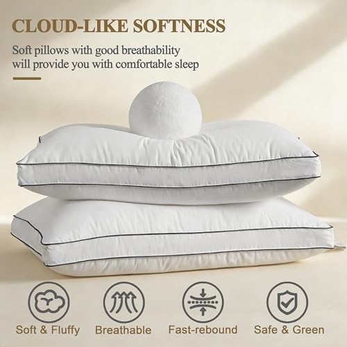 DOWNCOOL Goose Down Bed Pillows Standard Size Set of 2, Pillow Soft Support - Image 3