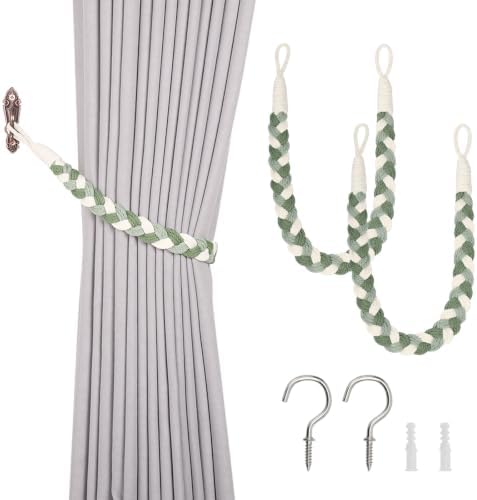 NICEEC 2 Pack Natural Cotton Rope Curtain Tiebacks Elegant Boho Style by NICEEC