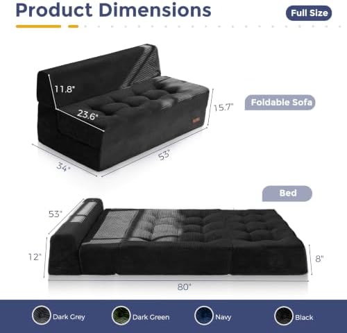 MAXYOYO Folding Sofa Bed, 8-Inch Fold-Out Chair Bed - Image 2