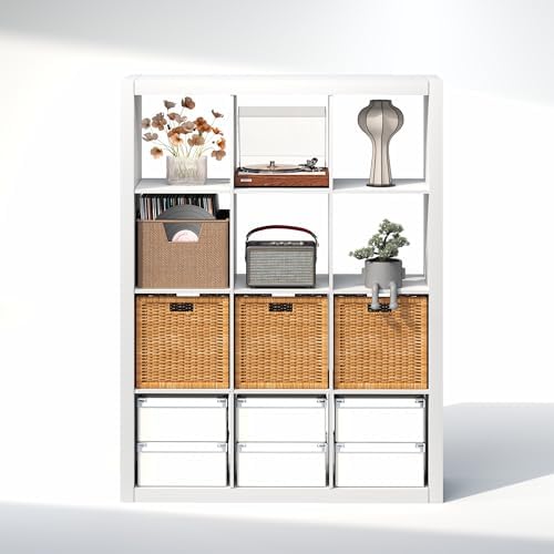 Furinno Cubicle Record Player Stand, 12-Cube Vinyl Record Storage - Image 5