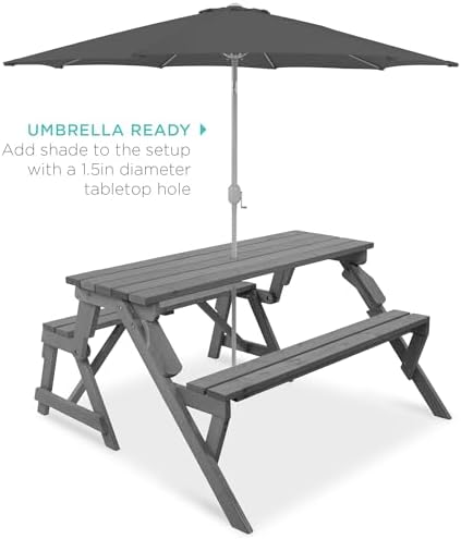 Best Choice Products 2-in-1 Transforming Interchangeable Outdoor Wooden Picnic - Image 5