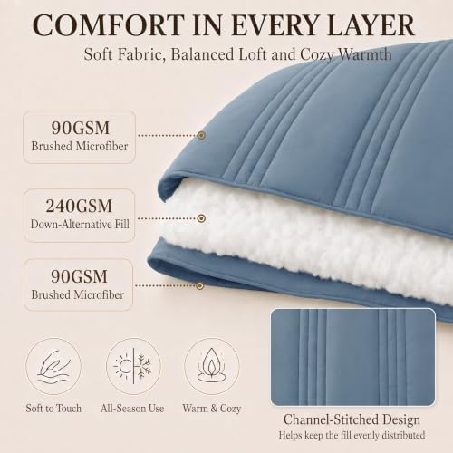 CozyLux Queen Comforter Set Dusty Blue - Image 3