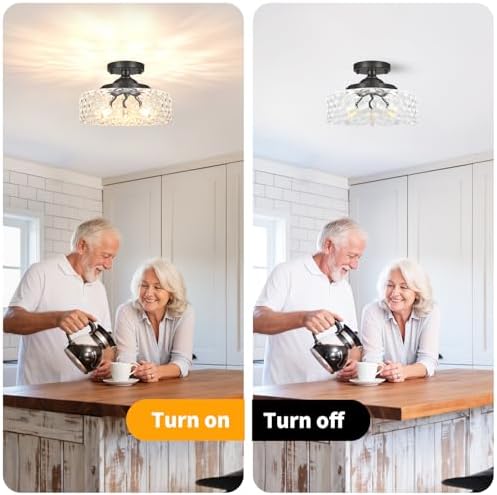 Black Semi Flush Mount Ceiling Light, 3-Light Ceiling Light - Image 5