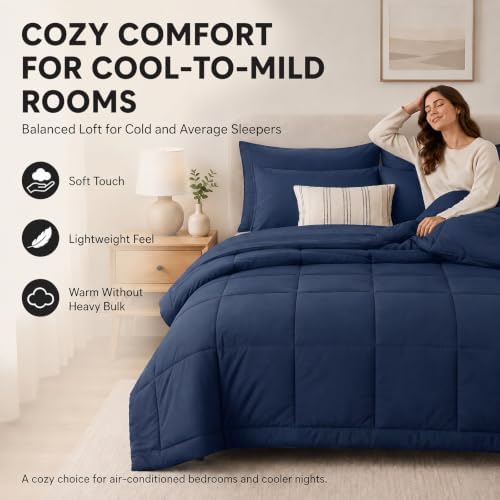 CozyLux Super King Plus Comforter Set Navy Blue - Image 4