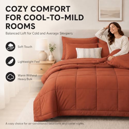 CozyLux Full Size Comforter Sets Terracotta - Image 4