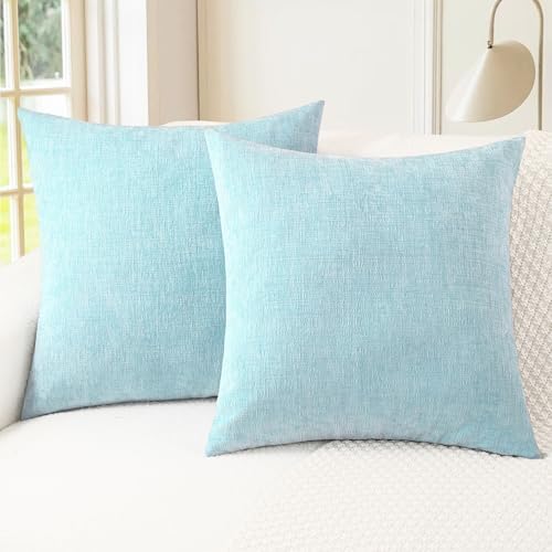 CaliTime Decorative Throw Pillow Covers 24 X 24 Inches Light Blue Grey by CaliTime