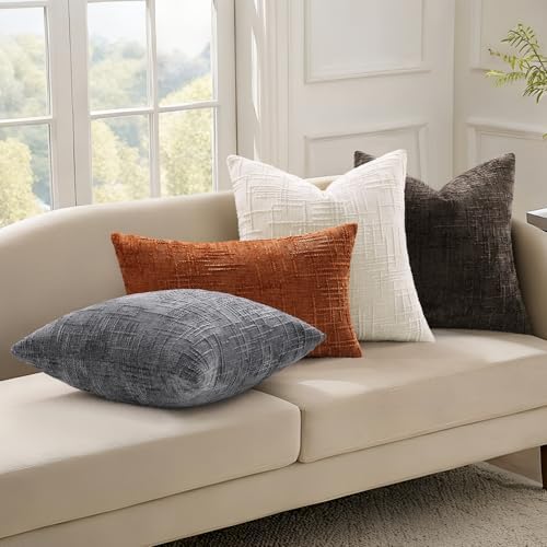decorUhome Textured Chenille Throw Pillow Covers 12x20 Set of 2 Rust - Image 4