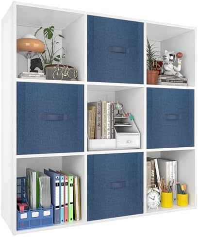 PrimeZone 9 Cube Storage Organizer, Stackable Wood Cubby Bookshelf by PrimeZone