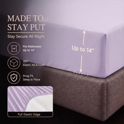 CozyLux Full Size Comforter Sets Lavender, 7 Pieces Pintuck Bed in a Bag - Image 5