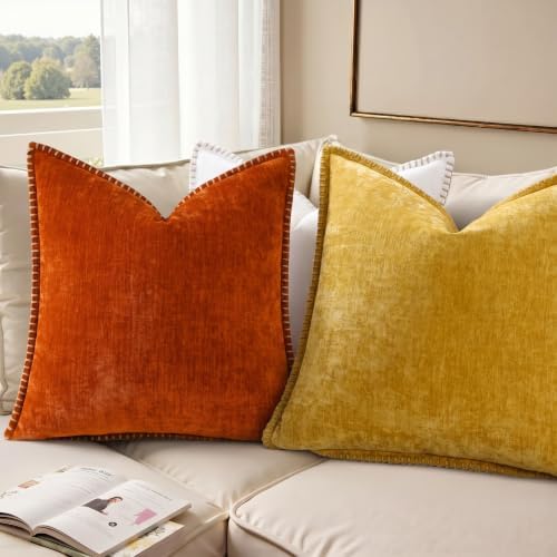 Pallene Chenille Soft Rust Throw Pillow Cover 26x26 Set of 2 - Image 5