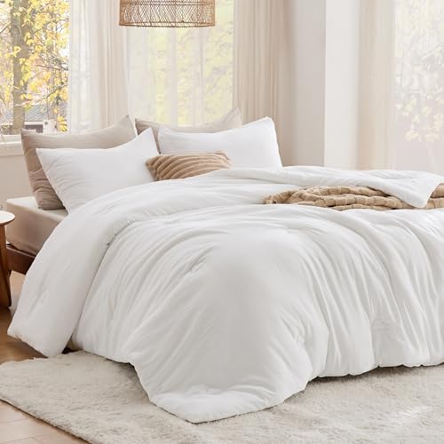 Bedsure King Size Comforter Set White, Soft Prewashed Down Alternative 3Pcs - Image 4