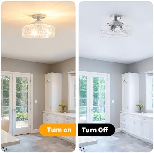 Brushed Nickel Semi Flush Mount Ceiling Light, 3-Light Close to Ceiling Light - Image 6