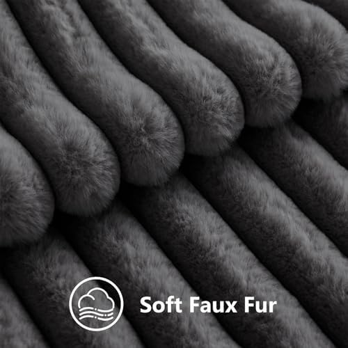 decorUhome Fall Faux Fur Throw Pillow Covers 24x24 Set of 2 Dark Grey - Image 3