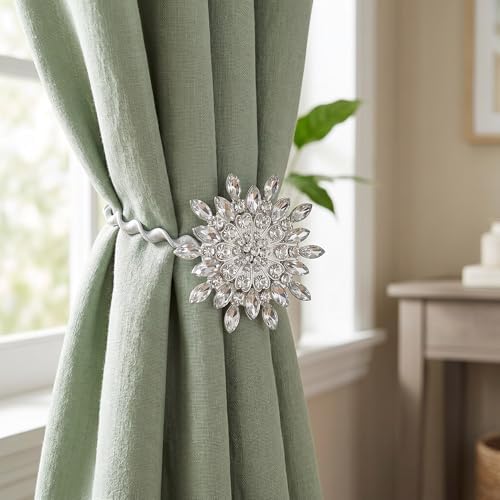 2 Pack Clear Rosette Curtain Tiebacks Window Holdback Buckles - Image 5