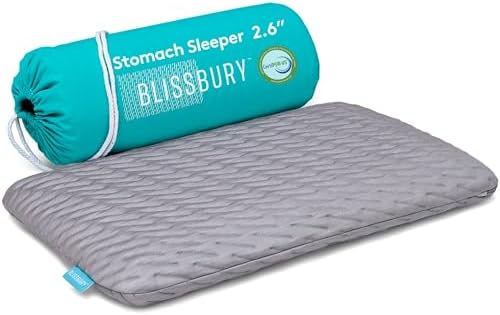 BLISSBURY Stomach Sleeper Pillow, Flat Thin Pillow, Memory Foam, 2.6 Inch by Blissbury