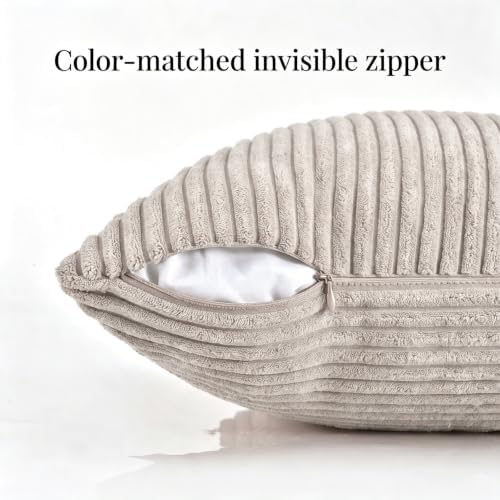 Fancy Homi Taupe Lumbar Decorative Throw Pillow Covers 26x16 Inch - Image 3
