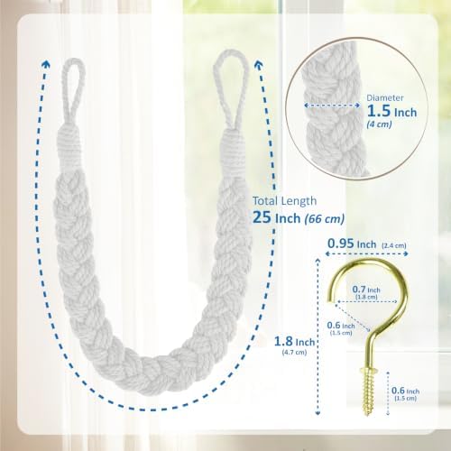 Home Queen Hand Braided Curtain Tie Back, Buckle Holdback Drapery Curtain - Image 3